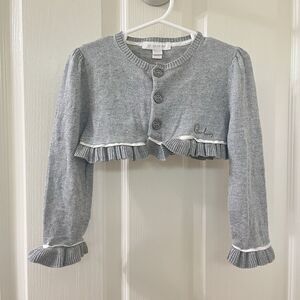 Burberry Cropped Cardigan Sweater Silver Sparkle Baby Girls Size 18 Months